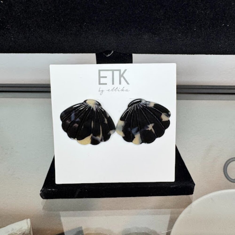 NWT Ettika Black Tortoise Shell Earrings - Picture 1 of 2